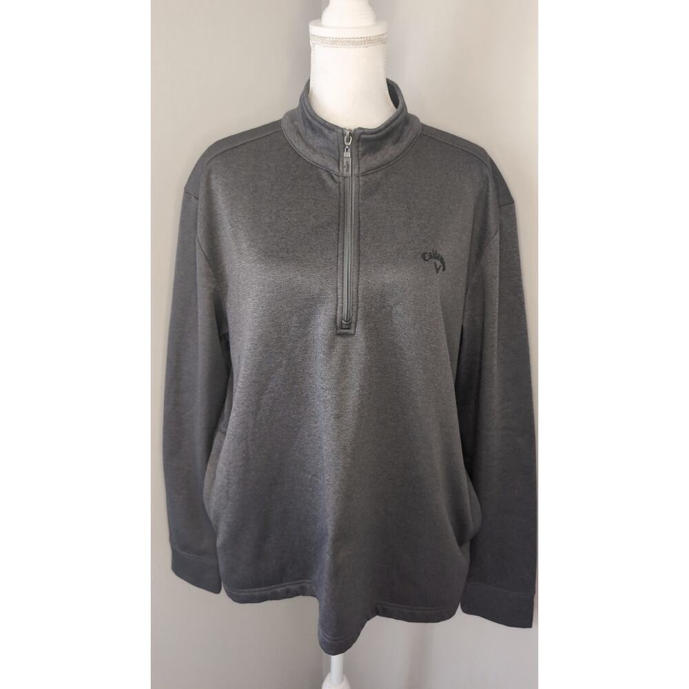 Callaway Mens Large 1/4 Zip Pullover Grey Golf Athleisure Sweater